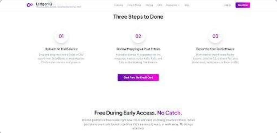 LedgerIQ three-step workflow
